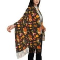 thumbnail image 4 of Honeii Autumn Hedgehog and Fox Cute Print Scarf Oversized Scarf Tassel Fall Winter Thick Scarf Warm Shawl Women,Women's Scarves & Wraps, 4 of 8