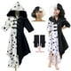 thumbnail image 2 of Disfraz De dama malvada Cruella De Vil para Halloween, vestido De noche De princesa para niñas, medio negro, Media peluca blanca, Verano xuanjing  unisex, 2 of 2