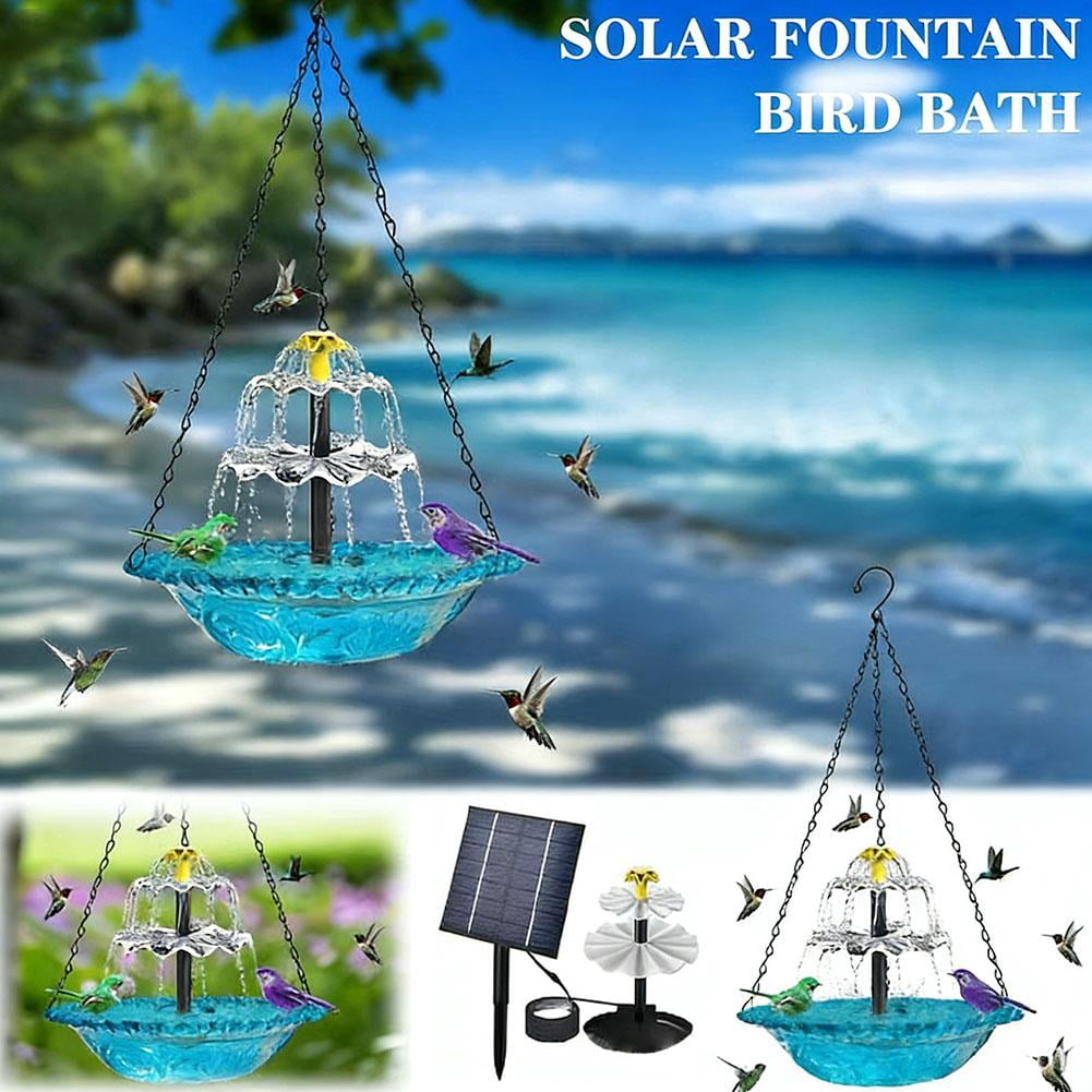 Solar Hanging Bird Bath Fountain, Outdoor Bird Water Feeder with Hanging Chain for Garden Patio Porch