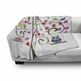 thumbnail image 2 of Owls Soft Flannel Fleece Throw Blanket, Tree with Flowers and Owls Swinging Curvy Ornamental Lines Playful Design, Cozy Plush for Indoor and Outdoor Use, 70" x 90", Multicolor, by Ambesonne, 2 of 5