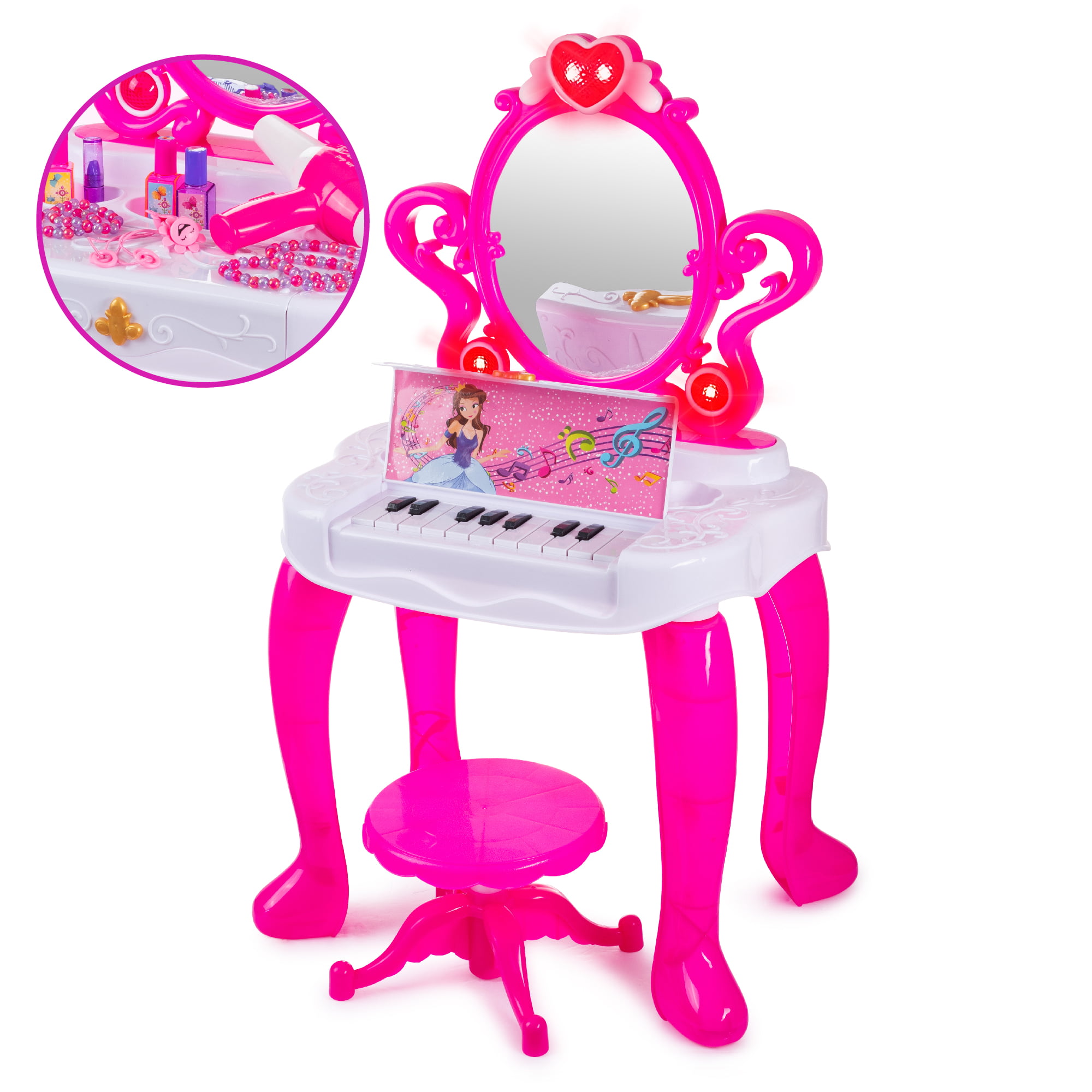 girlstablechair mirror accessories kids toy kids make up table Vanity Set Toy 