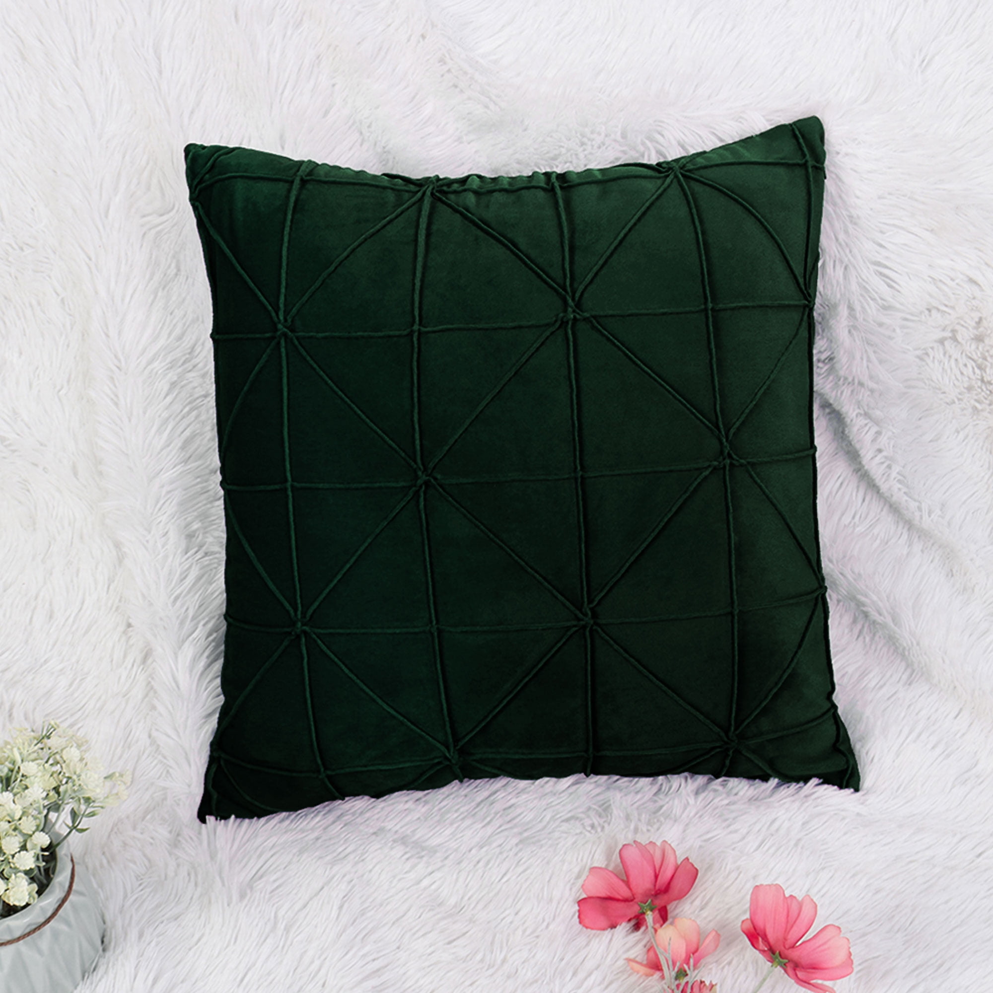 Velvet Soft Throw Pillow Cover Solid Color Square Decorative Throw