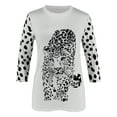 thumbnail image 5 of DYMADE Women Plus Size 3/4 Sleeve Animal Print Casual T-shirt Top, 5 of 5