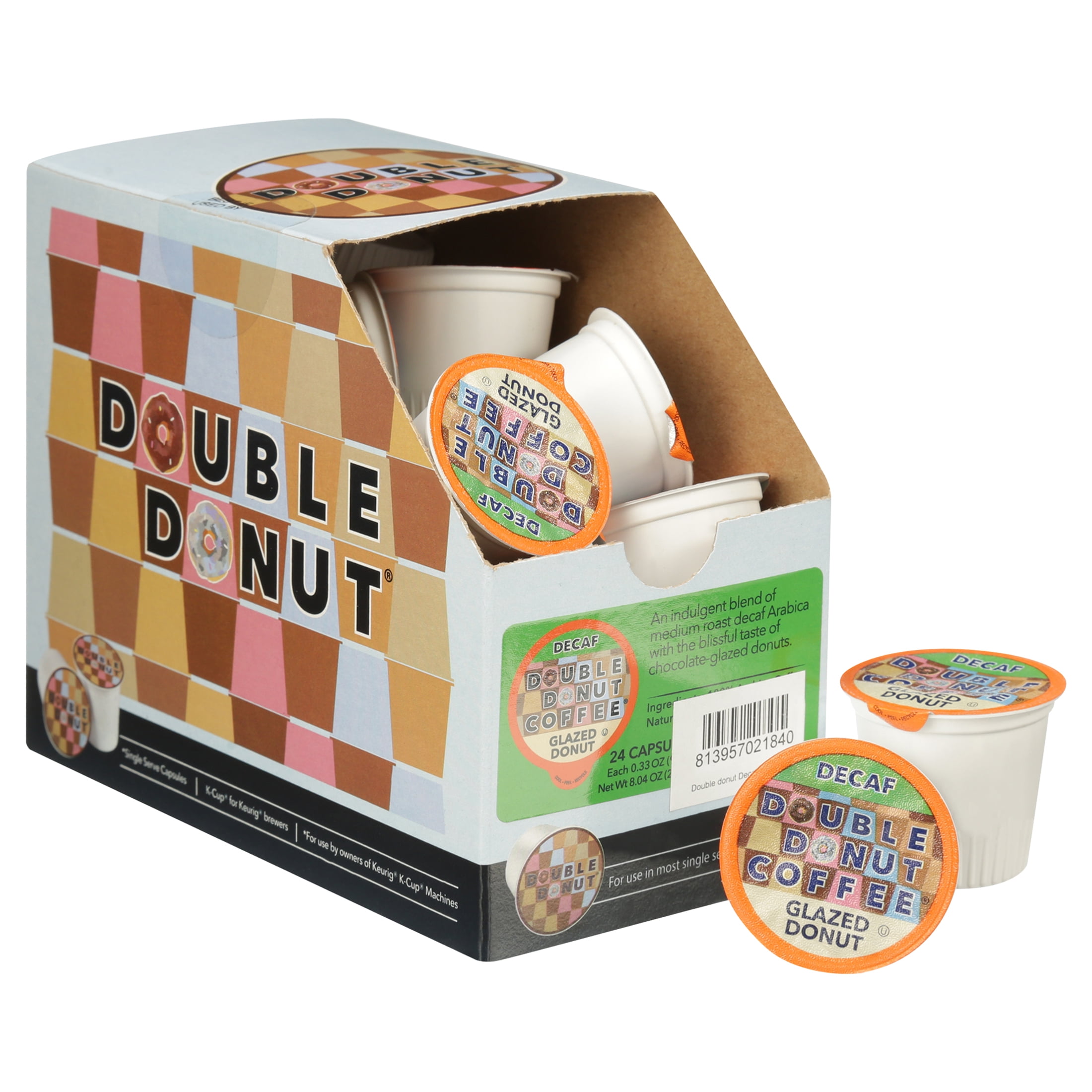 Double Donut Coffee Decaf Glazed Donut Flavored