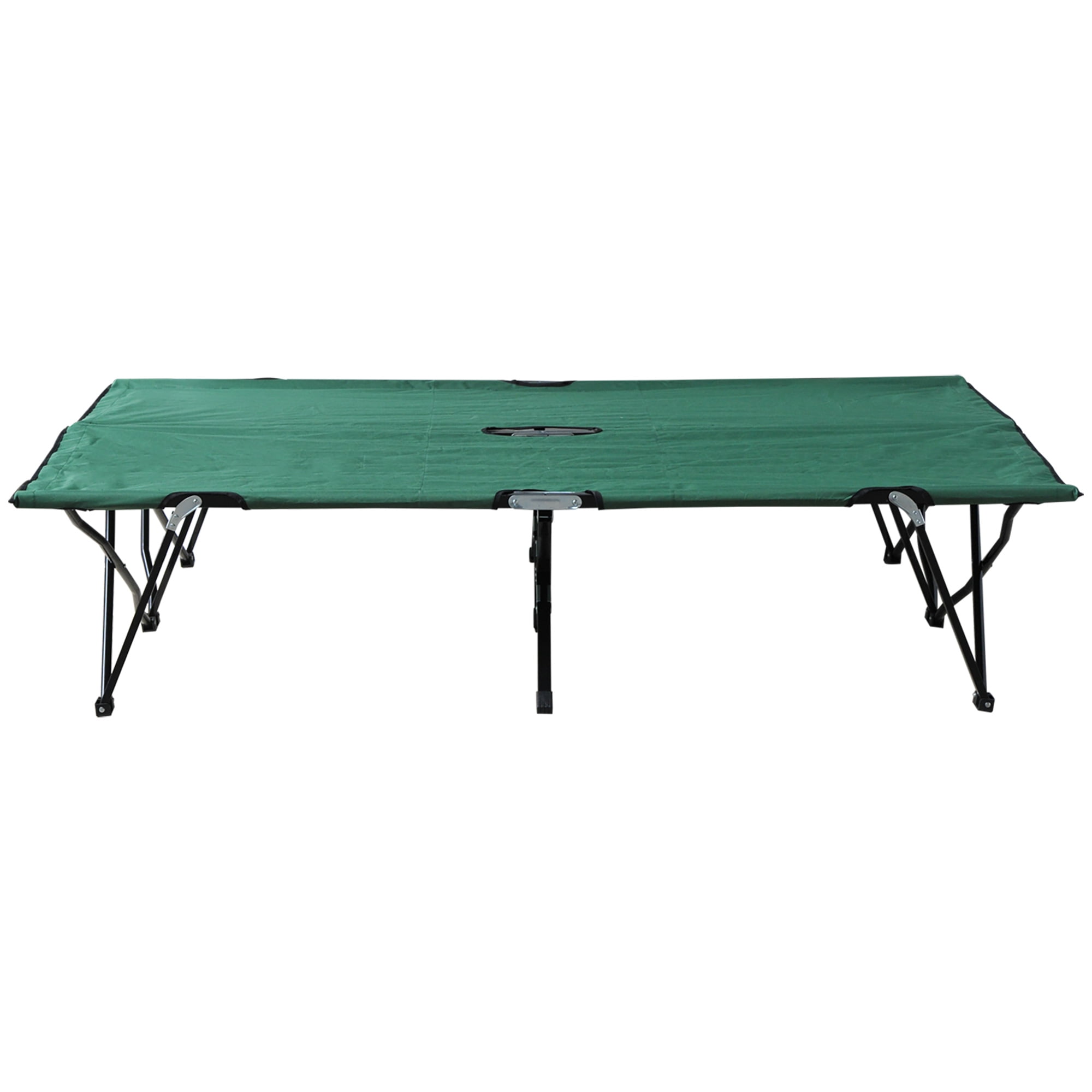 Outsunny 2 Person Folding Camping Cot for Adults, 50" Extra Wide Outdoor Portable Sleeping Cot with Carry Bag, Elevated Camping Bed, Beach Hiking, Green