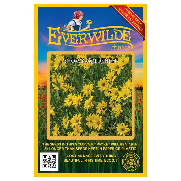 Everwilde Farms - 2000 Showy Goldeneye Native Wildflower Seeds - Gold Vault Jumbo Bulk Seed Packet