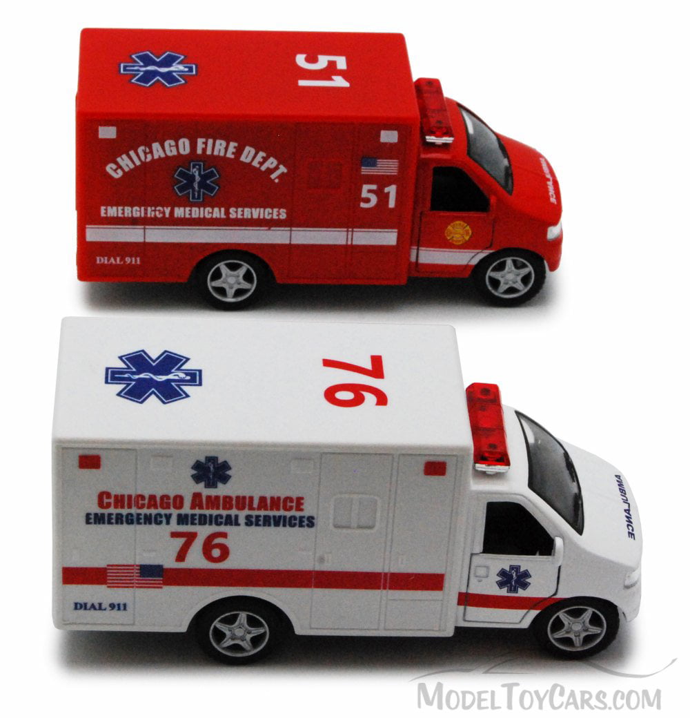 New Kinsmart 5" Diecast Model Truck Rescue Medical Emergency Ambulance White 