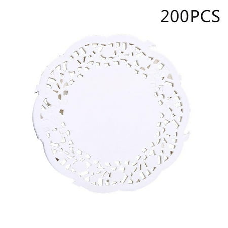 

200Pcs Round Lace Paper Mats Coasters Placemats Wedding Events Party Table Gift