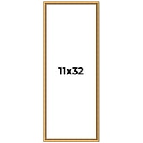 11x32 Frame Beaded Gold Solid Wood Picture Frame | 0.75 Inches Moulding Width | Liscio Oro