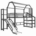 thumbnail image 6 of Bellemave Loft Bed with Slide and Stairs, Twin Size House Bed with Storage Shelves,Metal Playhouse Loft Beds Frame with Large Space Underneath（Black), 6 of 8