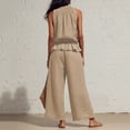 thumbnail image 5 of Muscularfit Womens Linen Set 2 Piece Summer Sets for Women Palazzo Vacation Sets Set Full Length Crew Neck Wide-Leg Yellow Sleeveless Going Out Set,M, 5 of 5