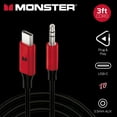 thumbnail image 6 of Monster MCA2-2002-BLK 3ft USB-C to 3.5mm AUX Cable Automotive/Portable Use 3 Foot Cable, 6 of 9