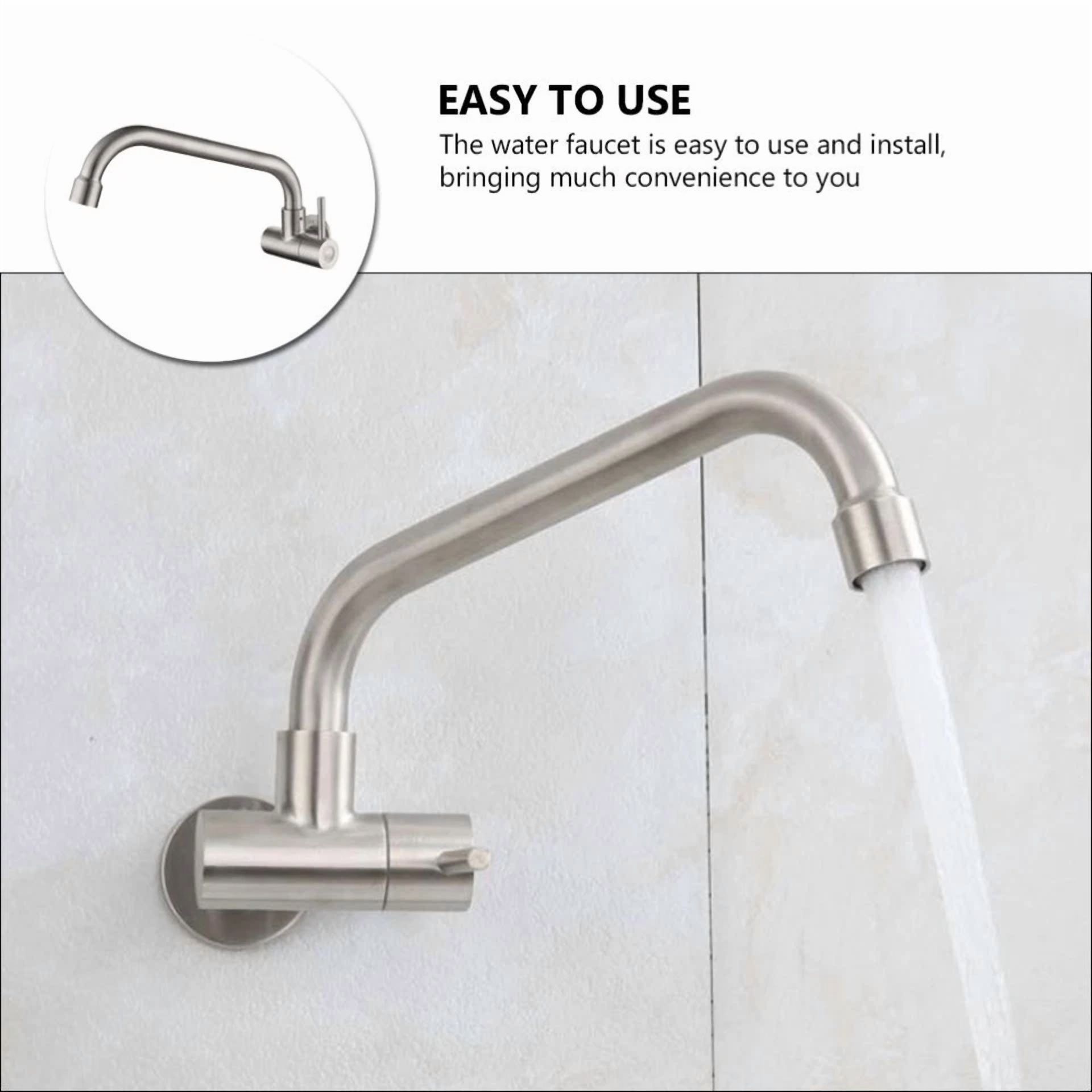 Single Cold Faucet Bathroom Mixer Tap Sink Lengthened Stainless Steel