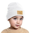 thumbnail image 2 of VNKIDY Kids Hats Children Winter Beanie Hat Warm Knitted Plush Cap Adorable Dinosaur Leather Patch Skiing Cold Weather For Boys Girls Cozy Headwear, 2 of 4