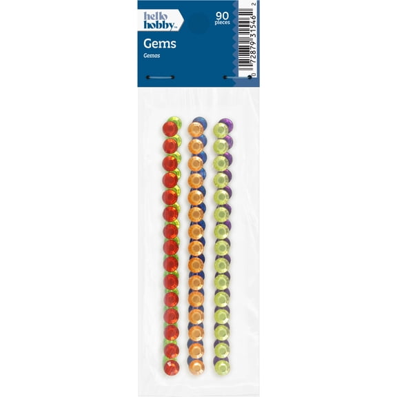 Hello Hobby Accessories Adhesive Gems Multi Colored 90 piece