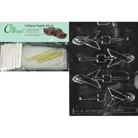 

Cybrtrayd 45StK25G-M134 Awareness Ribbon Lolly Chocolate Candy Mold with Lollipop Supply Kit 25 Lollipop Sticks 25 Cello Bags and 25 Gold Metallic Twist Ties