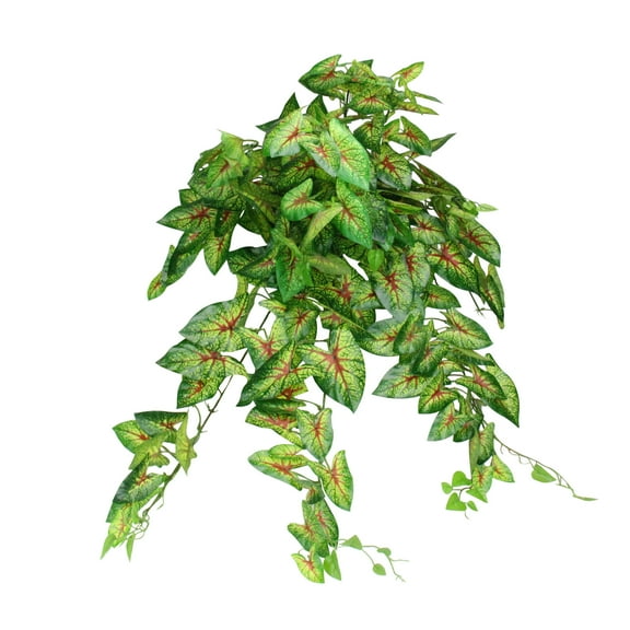 39.50" Green and Red Artificial Caladium Spring Floral Hanging Bush