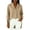 Khaki-07, variant on Women's Collared Half-Button Blouse High Low Hem Side Slit 3/4 Sleeve Casual Wear