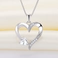 thumbnail image 5 of PYNZY Heart Necklace 925 Sterling Silver Love Heart Pendant with 5MMx5MM Heart Cubic Zirconia Birthstone Jewelry for Women Wife as Gift, 5 of 8