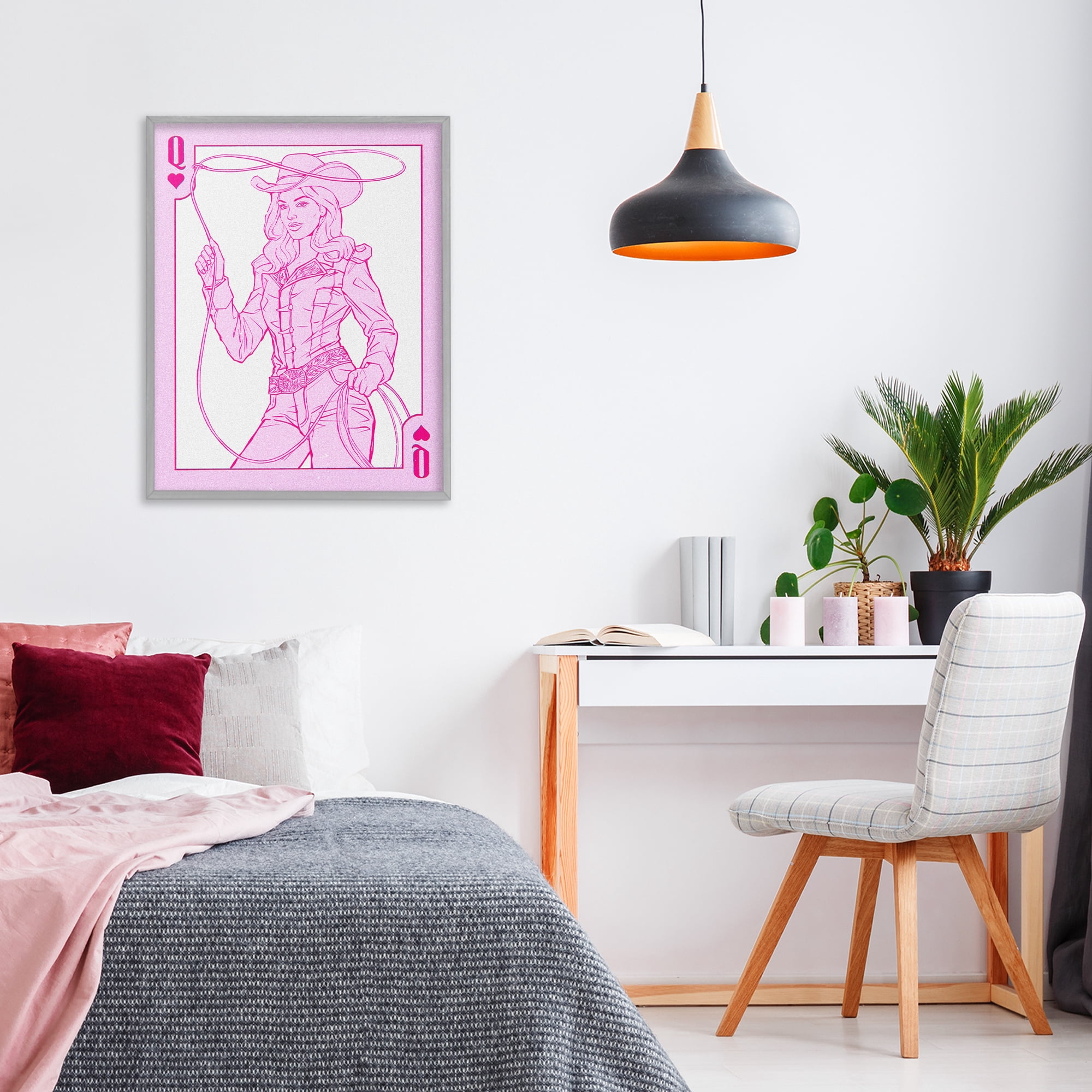 Stupell Industries Cowgirl Queen of Hearts Gray Framed Giclee Art, design by Ziwei Li