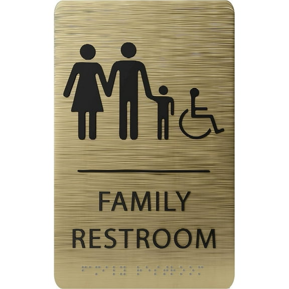 Ada Central Signs - 6" X9" Family Accessible Restroom Sign - ADA Compliant Tactile Graphics Grade 2 Braille Text | Handicap Accessible Signs for Offices, Hotels, Schools, Apartments, and Restaurants