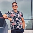 thumbnail image 4 of Balery Rose Flowers Camisa Polo de Hombre con Estampado, de Manga Corta y Tejido Medio, Camisa Tipo Golf Polo-3X-Large, 4 of 6