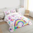 thumbnail image 4 of Homewish Kawaii Unicorn Bedding Comforter Set,Colorful Heart Print Twin Comforter Sets,Cartoon Rainbow Bedding Set For Girls Teens,Microfiber Bedroom Decor Reversible,2pcs, 4 of 9