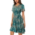 thumbnail image 4 of Birdeem Robe d'Été Décontractée à Manches Courtes à Imprimé Floral pour Femmes Robes de Plage à Bretelles, 4 of 7