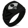 thumbnail image 1 of Stainless Steel Satake Samurai Crest Chevron Pattern Biker Style Polished Ring, 1 of 1