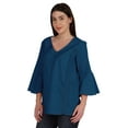thumbnail image 4 of Moomaya Tunique en Coton à Manches Cloche pour Femmes Col en V Simple Top Schiffli d'Été, 4 of 7