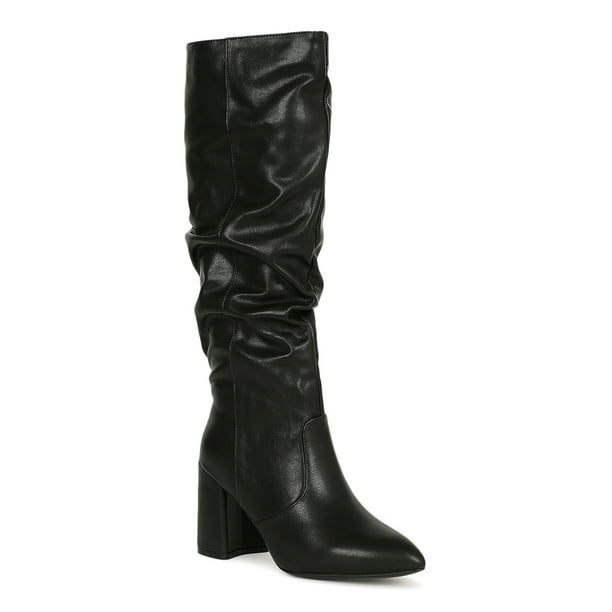 chunky heel long boots