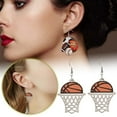 thumbnail image 1 of Elegant Wood Flower Football Baseball Basketball Pendant Earrings for Everyday Style in Classic Jewelry, 1 of 5
