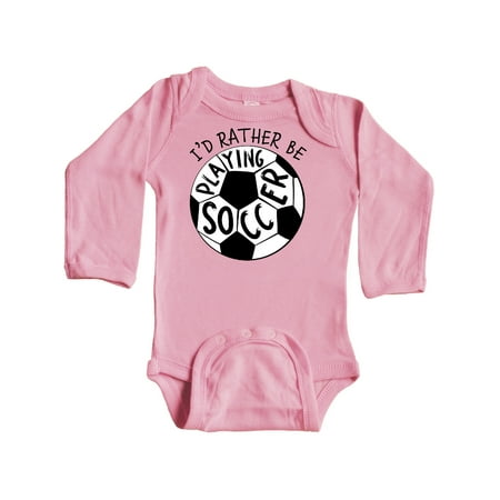 

Inktastic Id Rather Be Playing Soccer Gift Baby Boy or Baby Girl Long Sleeve Bodysuit