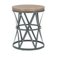 thumbnail image 5 of Powell Byrne Round Barrel Metal and Wood Indoor Accent Side Table, 24.25" Tall, Gray, 5 of 7