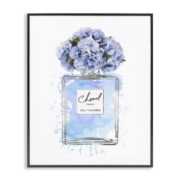 Stupell Industries Glam Blue Flowers Perfume Bottle Black Framed Giclee Art, 11 x 14, by Amanda Greenwood