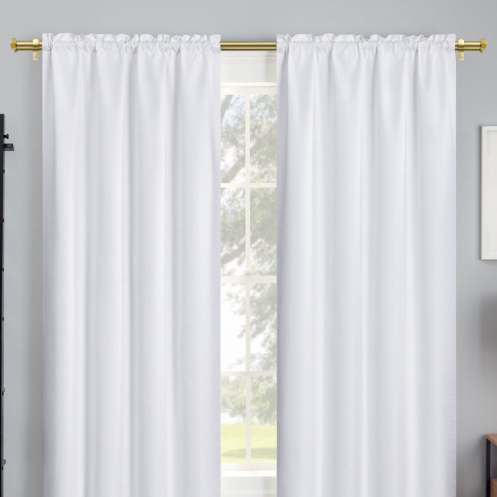Ridicili 5/8" Telescoping Double Curtain Rods with Octagonal Finials, Gold, 28"-48", 5/8 Inches Front and 1/2 Inches Back Double Window Drapery Rod