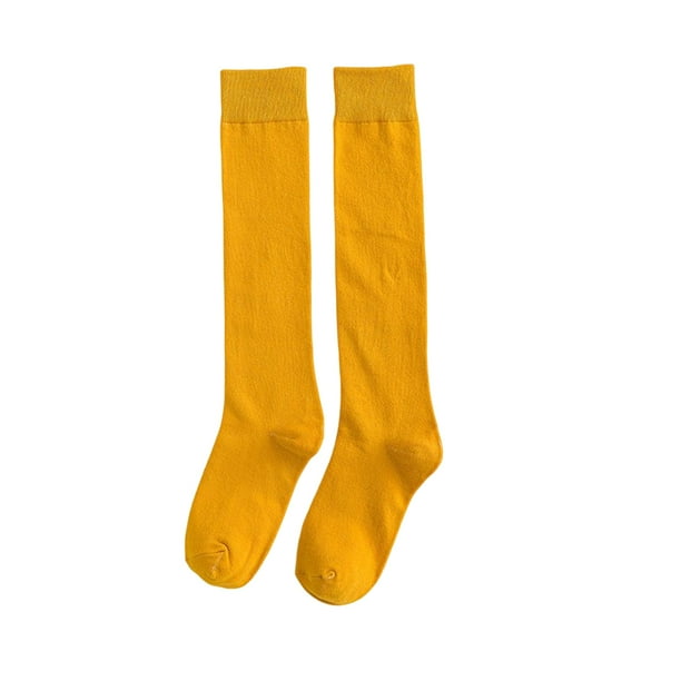 Minnieouse 1 par de calcetines de algodón hasta la rodilla para mujer, medias largas para fiesta escolar, suministros transpirables para absorber el sudor Medias Amarillo Minnieouse AP012073-04