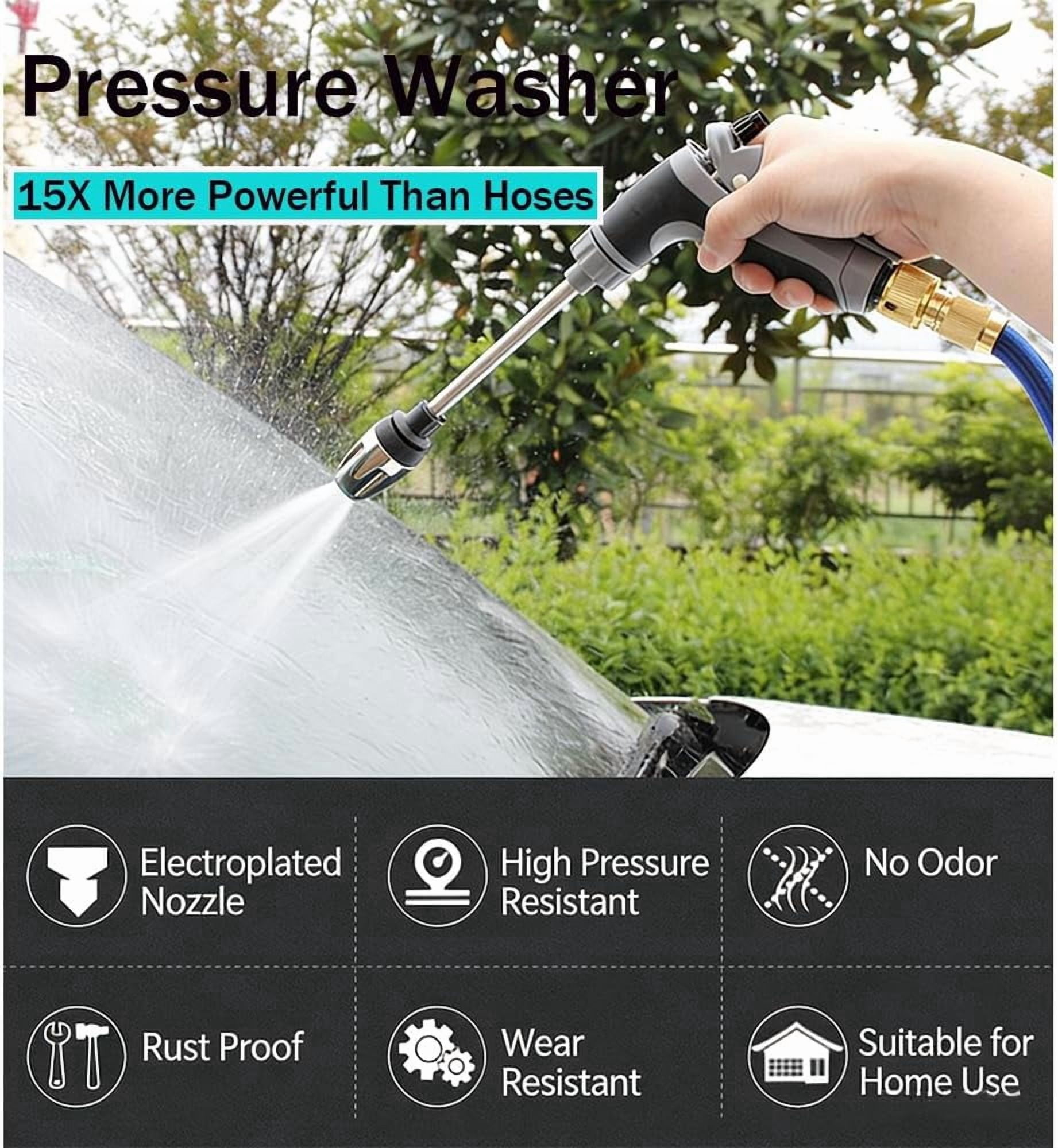 Handheld Pressure Washer with 360 Degree Rotating Nozzle, Stainless Steel Universal Hose Power Washer with 3 Spray Modes, 1-Set
