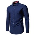 thumbnail image 1 of Blusa y camisa de manga larga con cuello vuelto para hombre, informal, con botones y retazos, de poliéster., 1 of 8