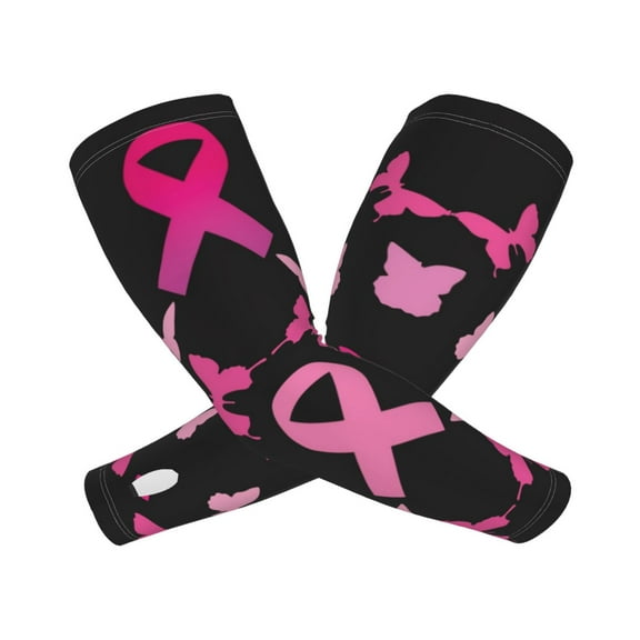 Lsque Breast Cancer Cooling Arm Sleeves for Men & Women -Compression Sleeves to Cover Arms for Working,Sun Sleeves for UV Protection,Breathable, Moisture-Wicking
