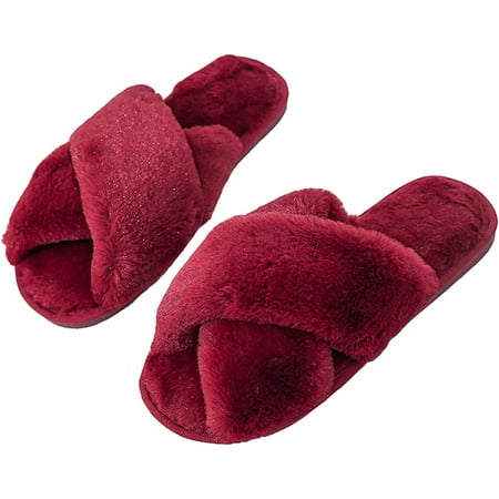 

CoCopeaunt Women s Slippers Simple Cross Slippers Leopard Slippers Plush Slippers Open Toe Home Sandals Summer Slippers