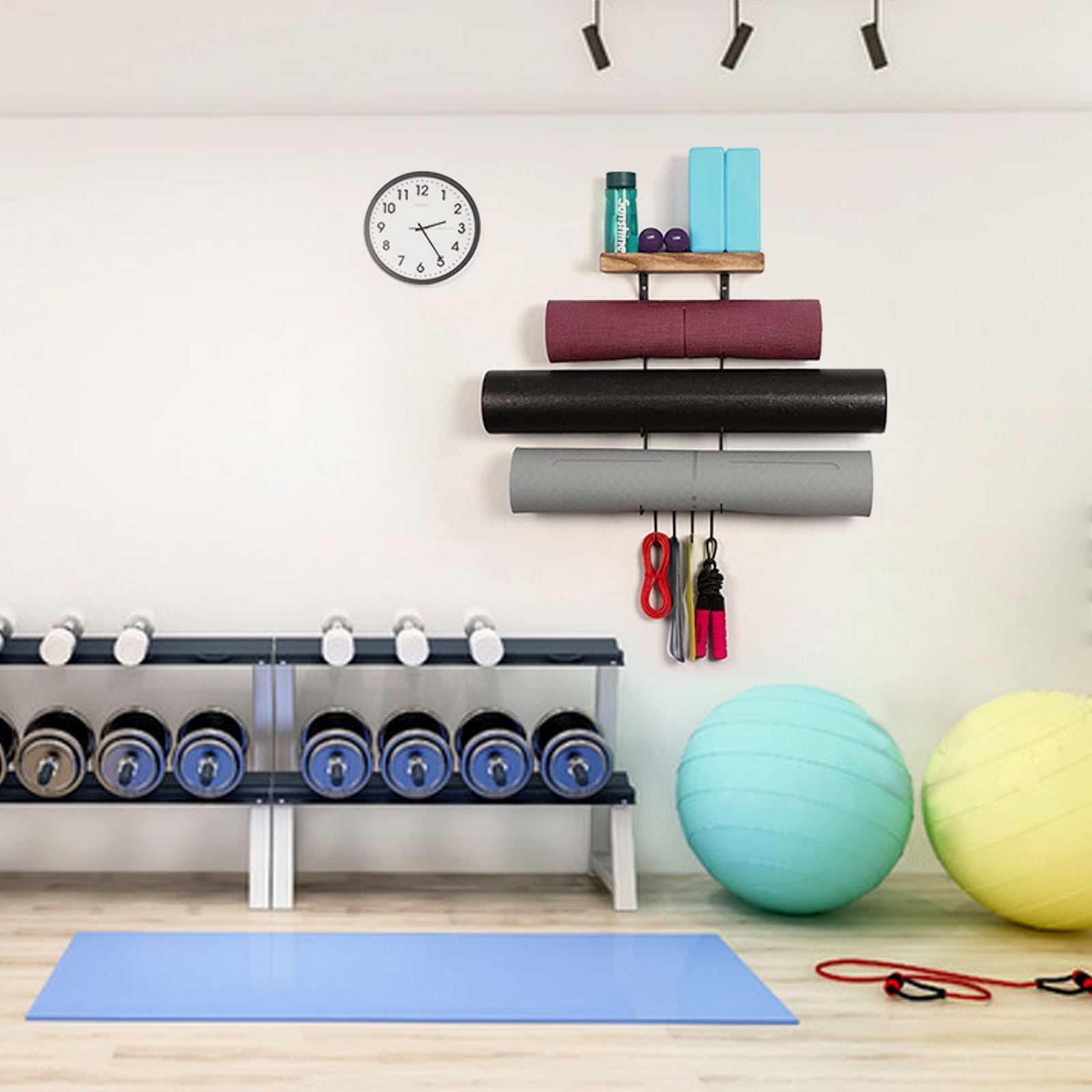 Yoga Mat Holder Wall Mount Home Gym Storage Rack - Fully