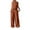 Orange, variant on WCJM Blue Womens Large Plain Sleeveless Trousers Suit Cotton Linen Casual Long Sleeved Loose Cotton Suit