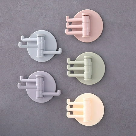 

New Seamless Glue 3 Rotating Hook Hook Rack Kitchen Kitchen Bathroom Hanger Household Bathroom Accessories