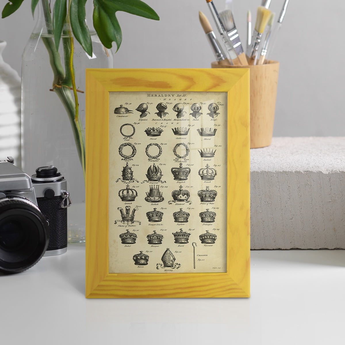 Deckled Encyclopediae IV (AS) -Framed Print w/glass-Sunflower Yellow