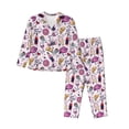thumbnail image 1 of Fotbe Wine Conjunto de Pijama de Manga Larga para Mujer con Estampado, Ropa de Dormir de 2 Piezas, Conjunto de Casa Suave y Cómodo con Bolsillos-Large, 1 of 7