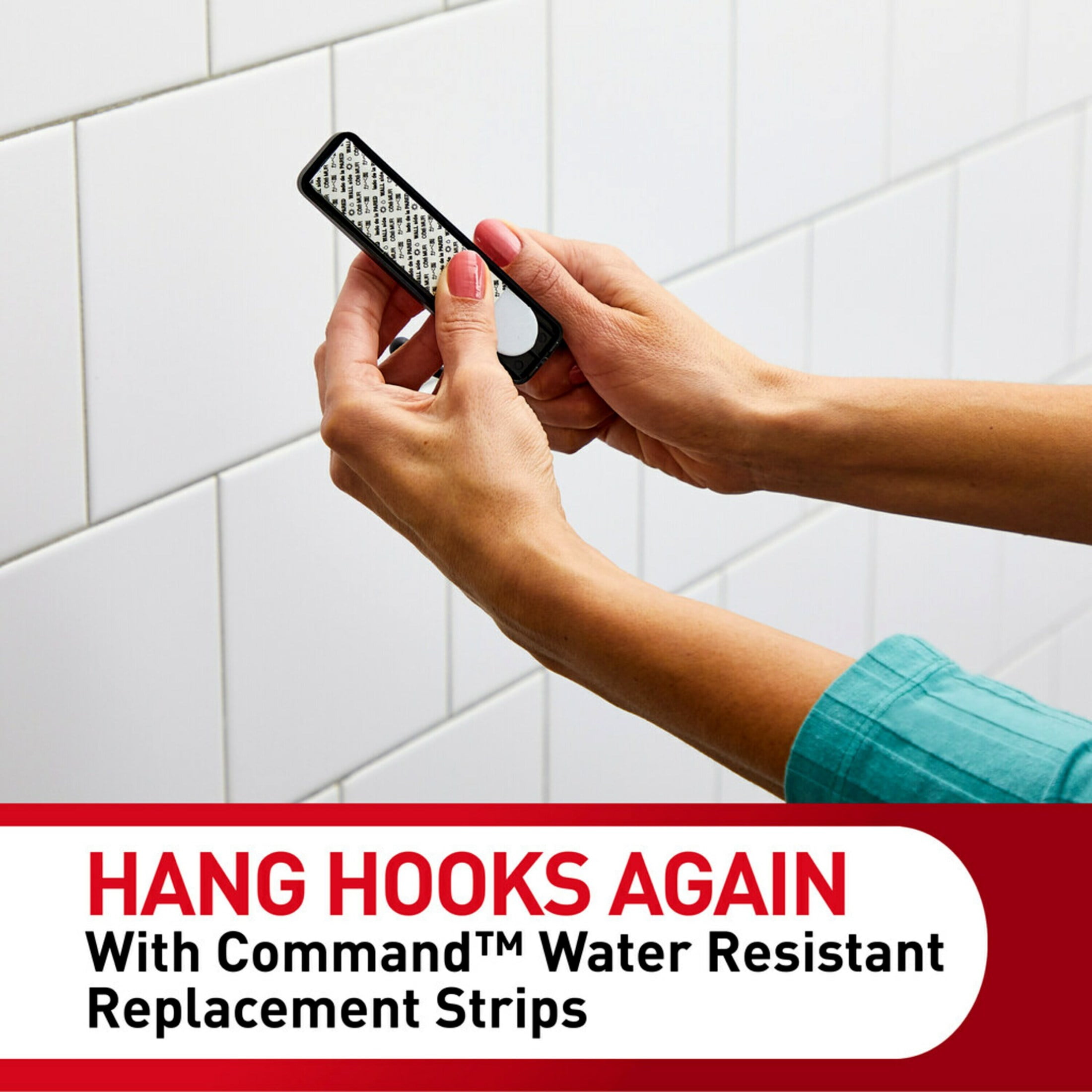 (3 pack) Command Bath Refill Strips, Water Resistant, Clear, 2 Medium and 4 Large, Adhesive Strips for Hooks