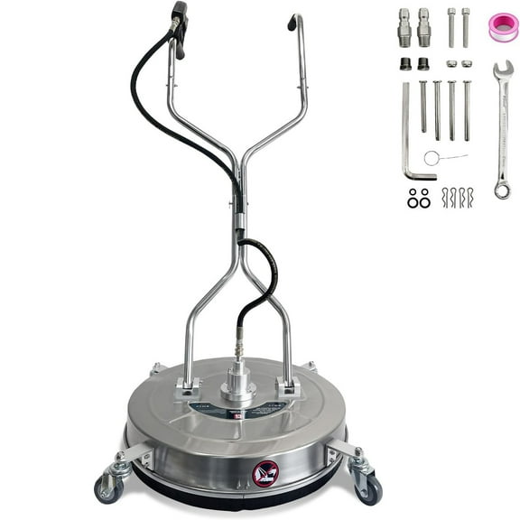 30" Pressure Washer Surface Cleaner, Dual Handle Stainless Steel Power Washer Surface Cleaner with 4 Wheels, 5200 PSI for Pressure Washer Attachment for Concrete, Patio, Sidewalk, Deck and Driveways