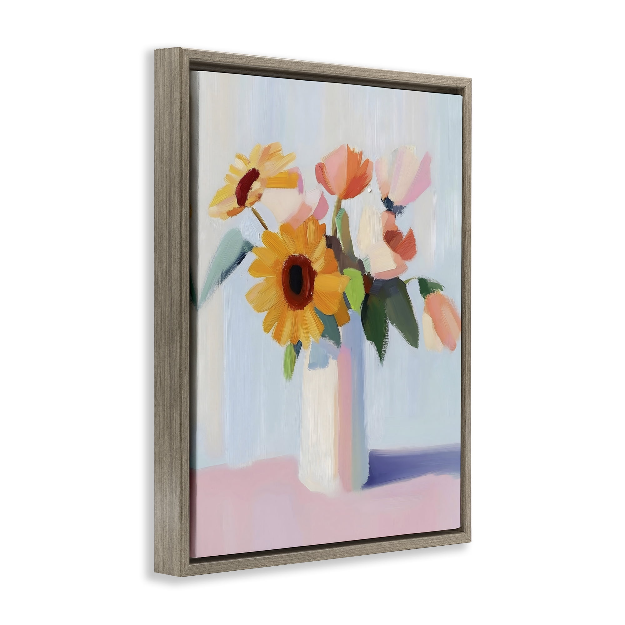 Stupell Industries Sleek Vase Bouquet Brown Framed Floater Canvas Wall Art, design by The Prints Vibe