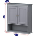 thumbnail image 7 of Spirich Wood Wall Mounted Bathroom Cabinet with Doors and Adjustable Shelves, Gray, 7 of 7